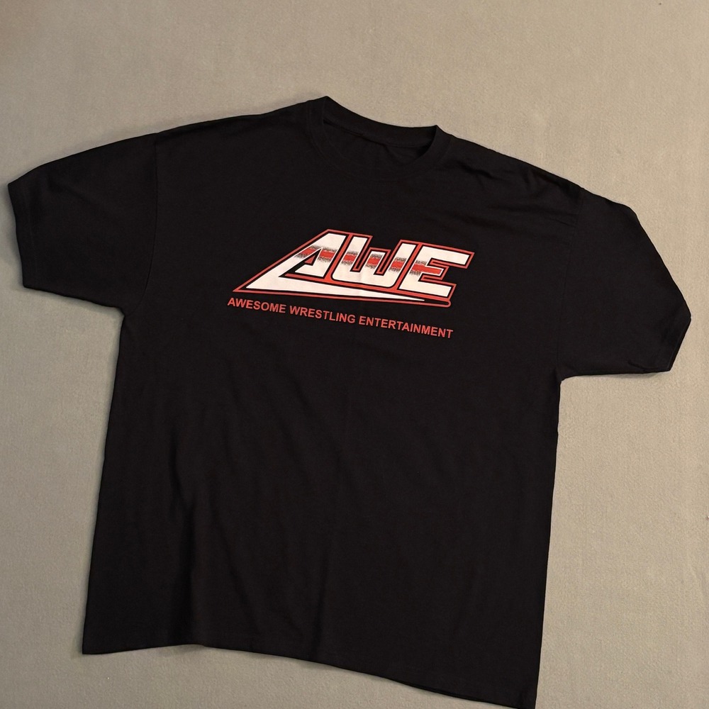 Awesome Wrestling Entertainment AWE T-Shirt Mens XL Black Y2K Pro Wrestling